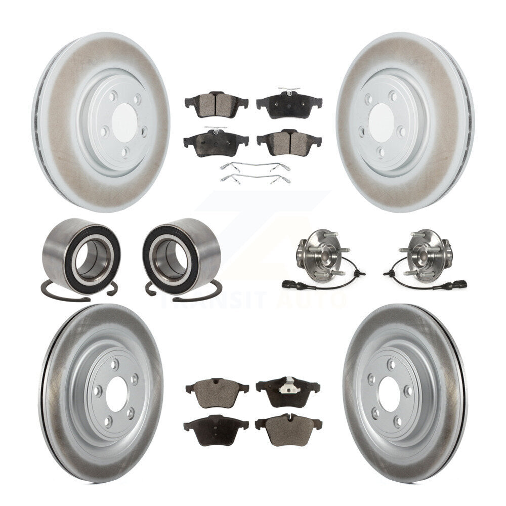 Front Rear Hub Bearings Coated Disc Brake Rotors And Pads Shoes Kit (10Pc) For Jaguar XF KBB-128058