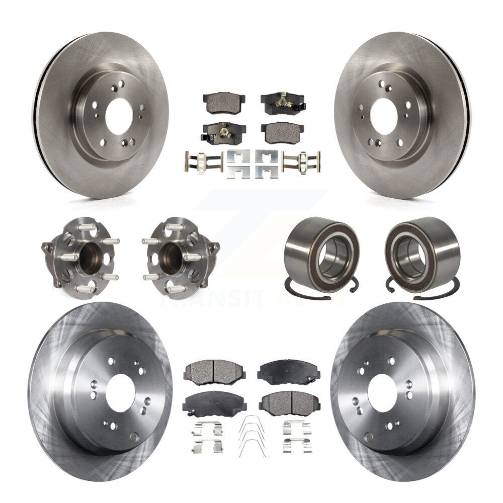 Front Rear Hub Bearing Disc Brake Rotors And Pads Kit (10Pc) For 2012-2016 Honda CR-V FWD KBB-128061