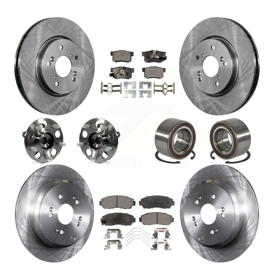 Front Rear Hub Bearing Disc Brake Rotors And Pads Kit (10Pc) For 2012-2016 Honda CR-V AWD KBB-128062