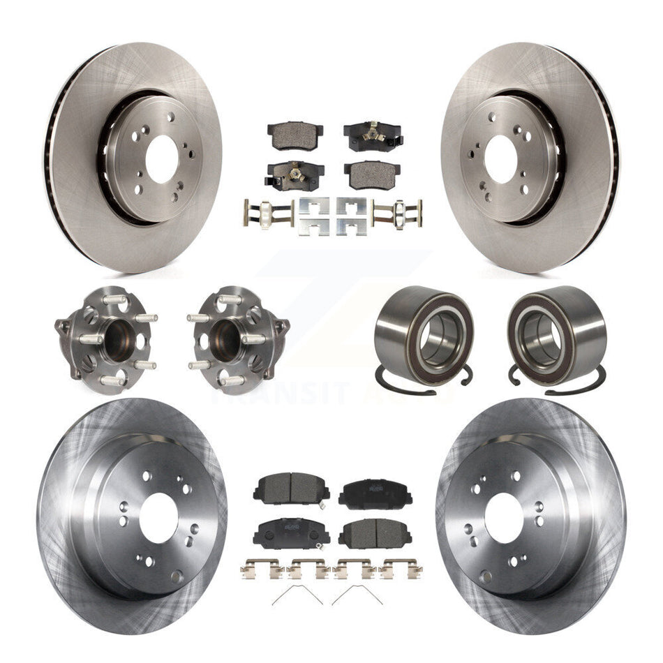 Front Rear Hub Bearings Disc Brake Rotors And Pads Kit (10Pc) For 2013-2018 Acura RDX FWD KBB-128064