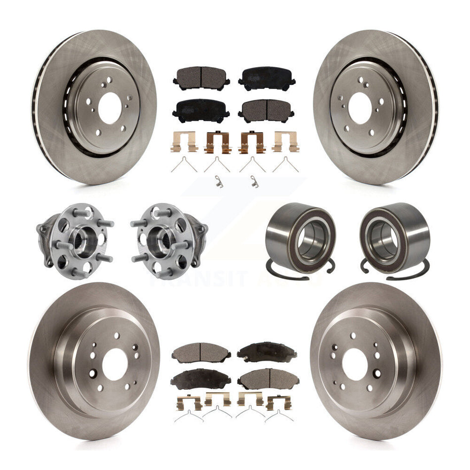 Front Rear Hub Bearings Disc Brake Rotors And Pads Kit (10Pc) For 2014-2016 Acura MDX AWD KBB-128065