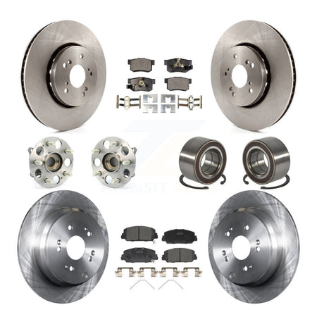 Front Rear Hub Bearings Disc Brake Rotors And Pads Kit (10Pc) For 2017-2018 Acura RDX AWD KBB-128066