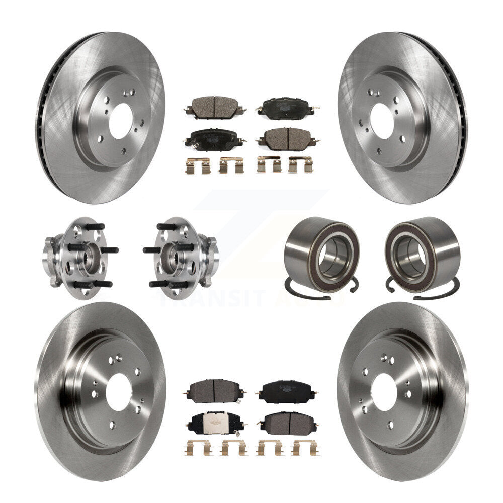 Front Rear Wheel Hub Bearing Disc Brake Rotors And Ceramic Pads Kit (10Pc) For Honda CR-V KBB-128068