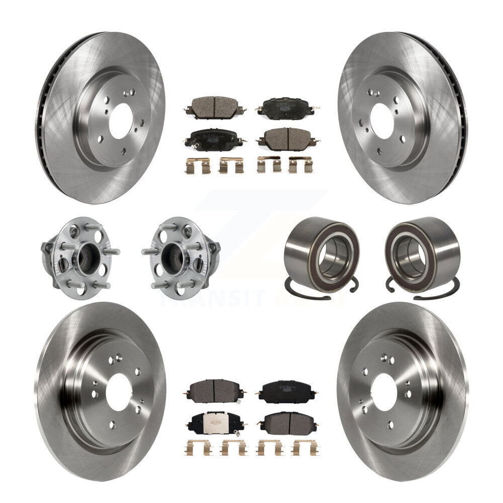 Front Rear Wheel Hub Bearing Disc Brake Rotors And Ceramic Pads Kit (10Pc) For Honda CR-V KBB-128069