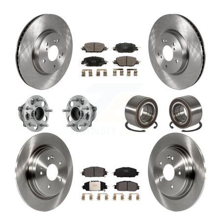 Front Rear Wheel Hub Bearing Disc Brake Rotors And Ceramic Pads Kit (10Pc) For Honda CR-V KBB-128069
