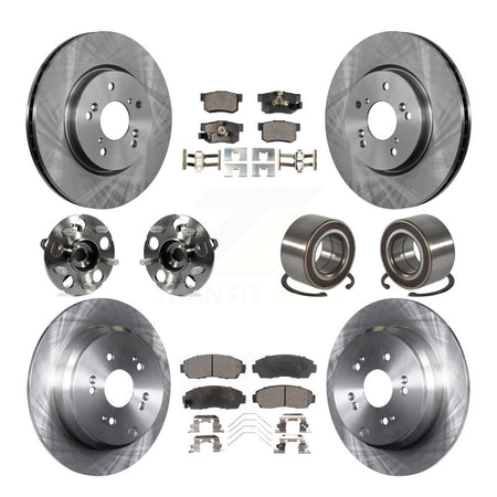 Front Rear Hub Bearing Disc Brake Rotors And Pads Kit (10Pc) For 2012-2016 Honda CR-V AWD KBB-128071