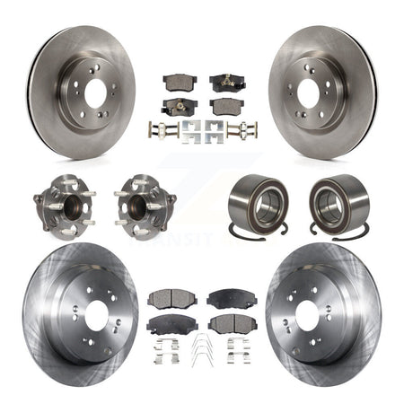 Front Rear Hub Bearing Disc Brake Rotors And Pads Kit (10Pc) For 2012-2016 Honda CR-V FWD KBB-128072