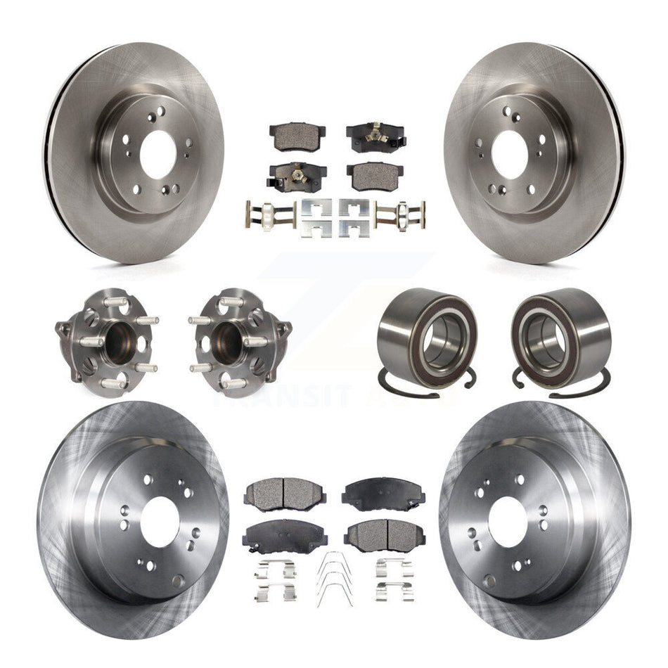 Front Rear Hub Bearing Disc Brake Rotors And Pads Kit (10Pc) For 2012-2016 Honda CR-V FWD KBB-128072