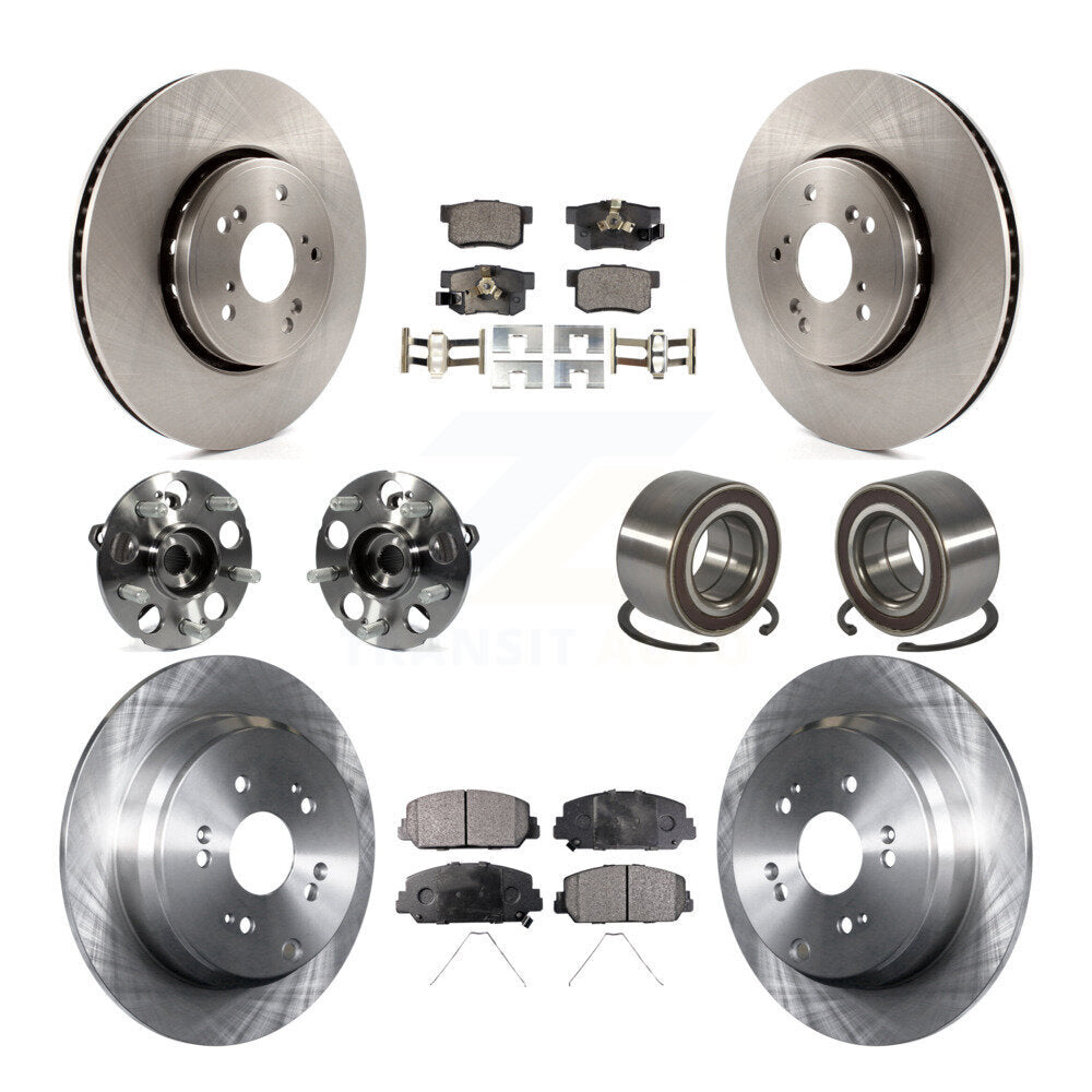 Front Rear Hub Bearings Disc Brake Rotors And Pads Kit (10Pc) For 2013-2016 Acura RDX AWD KBB-128073