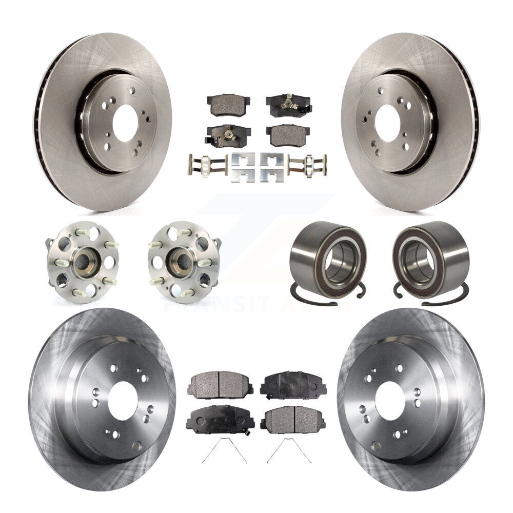 Front Rear Hub Bearings Disc Brake Rotors And Pads Kit (10Pc) For 2017-2018 Acura RDX AWD KBB-128075