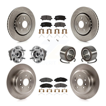 Front Rear Hub Bearings Disc Brake Rotors And Pads Kit (10Pc) For 2014-2016 Acura MDX AWD KBB-128076