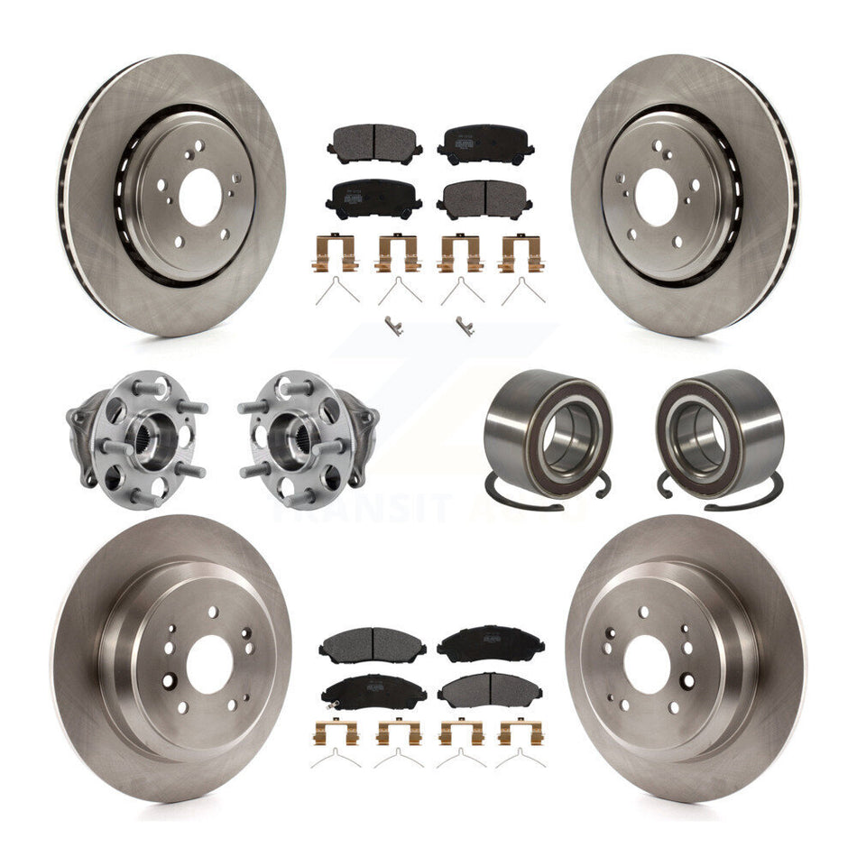 Front Rear Hub Bearings Disc Brake Rotors And Pads Kit (10Pc) For 2014-2016 Acura MDX AWD KBB-128076