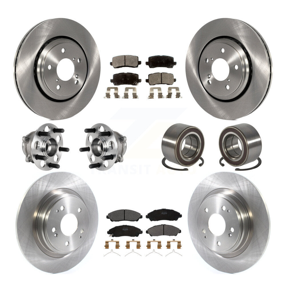 Front Rear Hub Bearings Disc Brake Rotors And Semi-Metallic Pads Kit (10Pc) For Acura MDX KBB-128077
