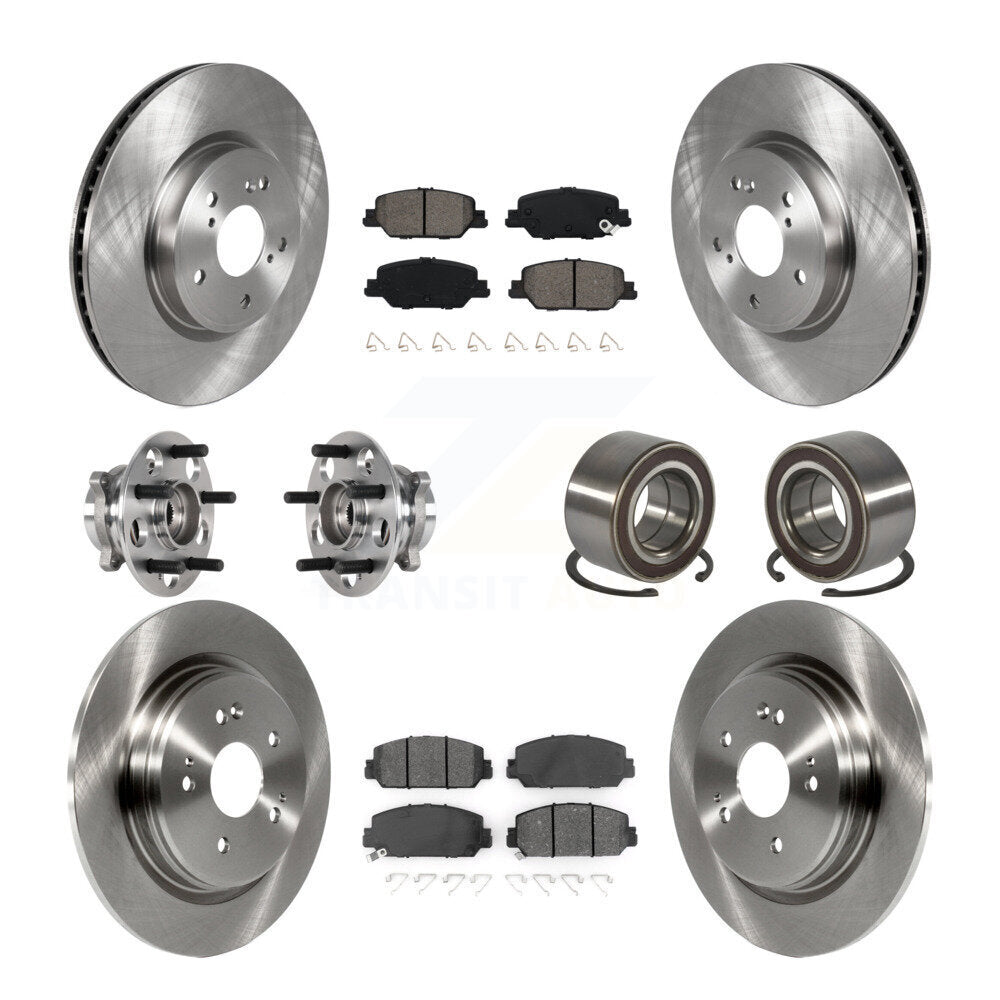 Front Rear Hub Bearing Disc Brake Rotors And Semi-Metallic Pads Kit (10Pc) For Honda CR-V KBB-128082