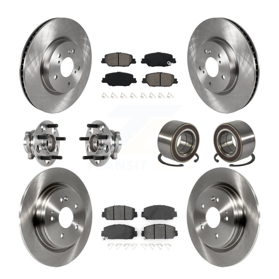 Front Rear Hub Bearing Disc Brake Rotors And Semi-Metallic Pads Kit (10Pc) For Honda CR-V KBB-128082