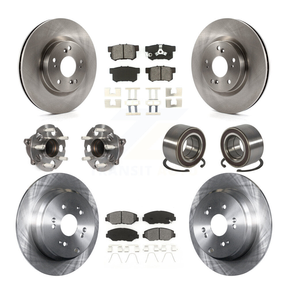 Front Rear Hub Bearing Disc Brake Rotors And Pads Kit (10Pc) For 2012-2016 Honda CR-V FWD KBB-128086