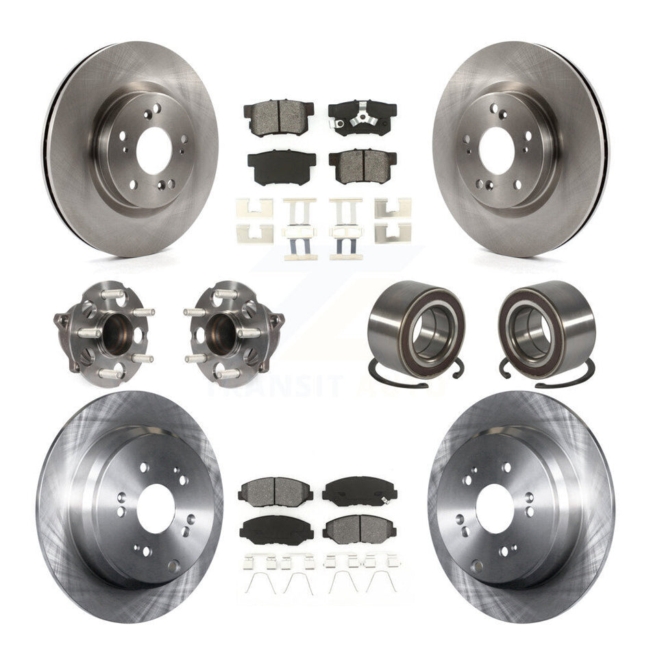 Front Rear Hub Bearing Disc Brake Rotors And Pads Kit (10Pc) For 2012-2016 Honda CR-V FWD KBB-128086