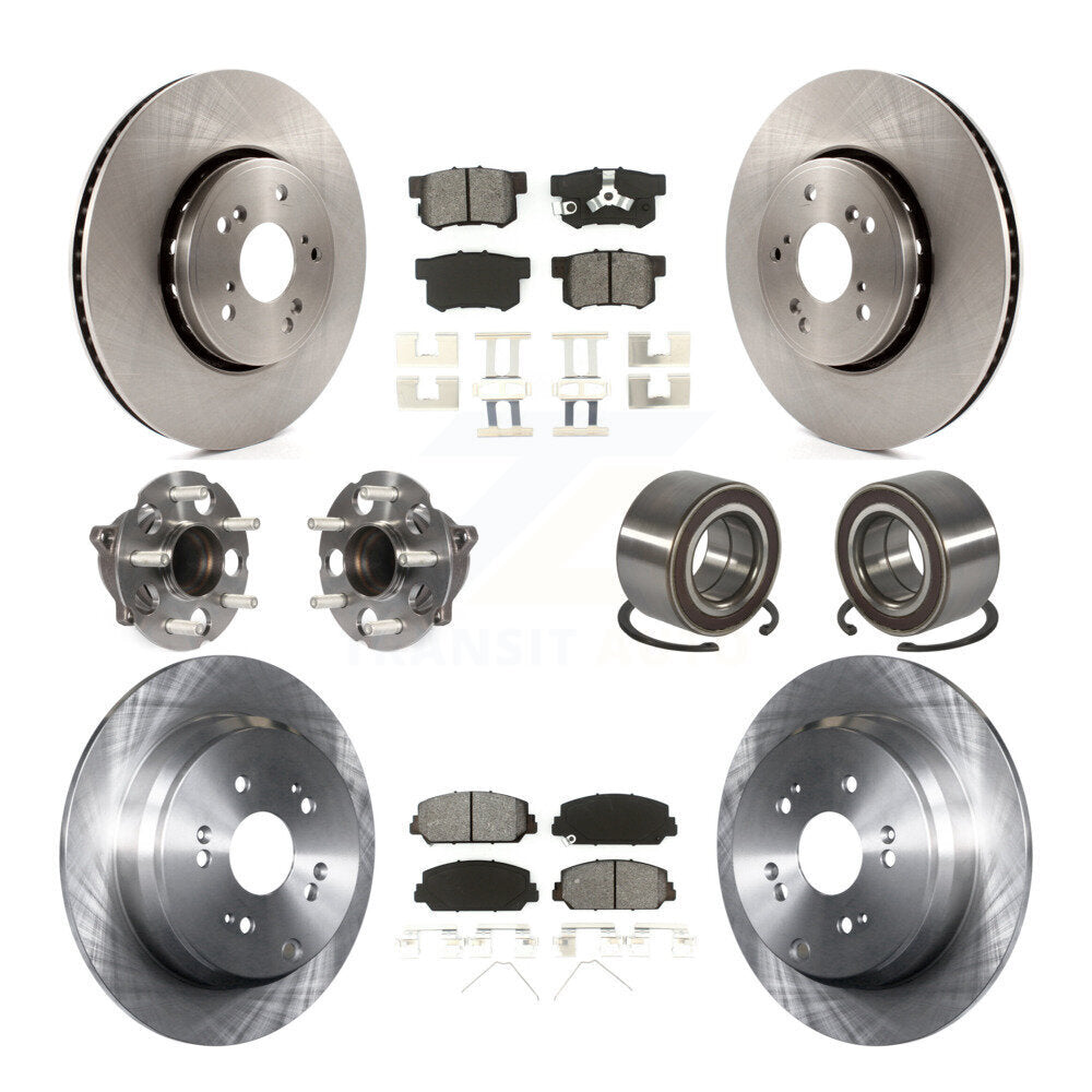 Front Rear Hub Bearings Disc Brake Rotors And Pads Kit (10Pc) For 2013-2018 Acura RDX FWD KBB-128089