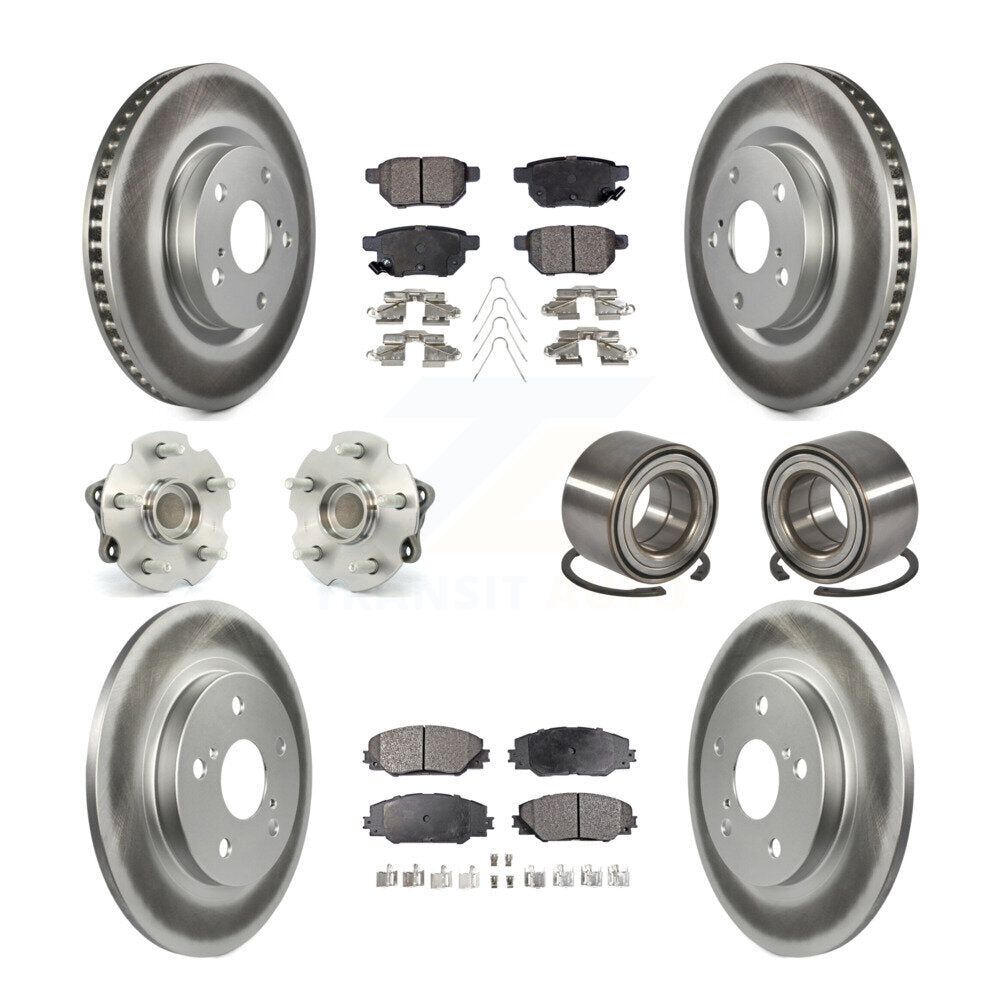 Front Rear Hub Bearing Coated Brake Rotor Pads Kit (10Pc) For 2017-2018 Toyota Corolla iM KBB-128093
