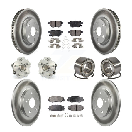 Front Rear Hub Bearing Coated Brake Rotor Pads Kit (10Pc) For 2017-2018 Toyota Corolla iM KBB-128093