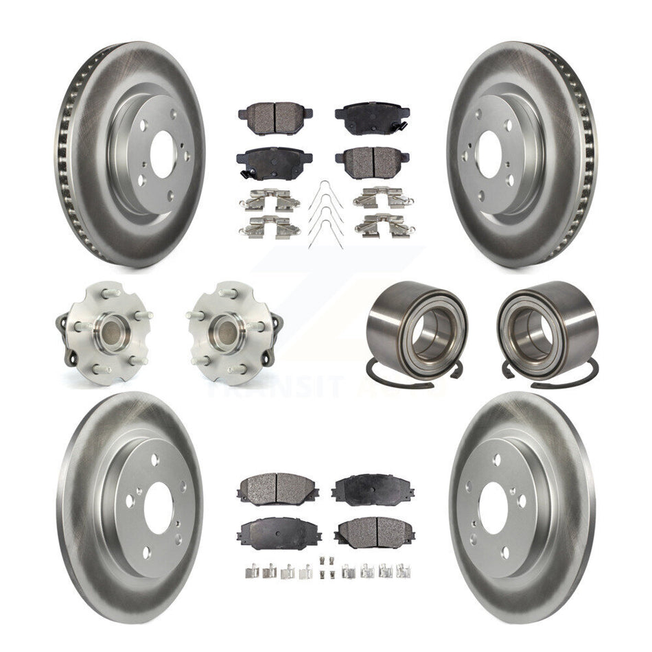 Front Rear Hub Bearing Coated Brake Rotor Pads Kit (10Pc) For 2017-2018 Toyota Corolla iM KBB-128093