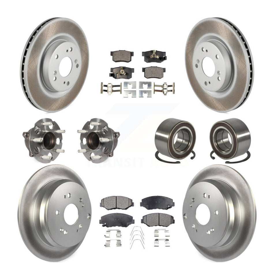Front Rear Hub Bearing Coated Brake Rotor And Pad Kit (10Pc) For 2012-2016 Honda CR-V FWD KBB-128095