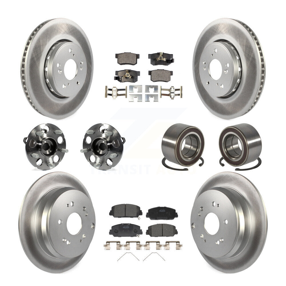 Front Rear Hub Bearing Coated Disc Brake Rotor Pad Kit (10Pc) For 2013-2016 Acura RDX AWD KBB-128096
