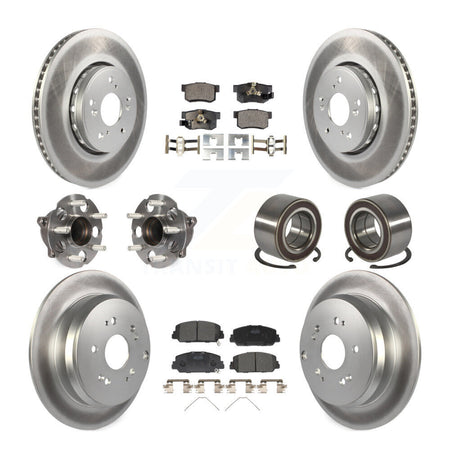 Front Rear Hub Bearing Coated Disc Brake Rotor Pad Kit (10Pc) For 2013-2018 Acura RDX FWD KBB-128097