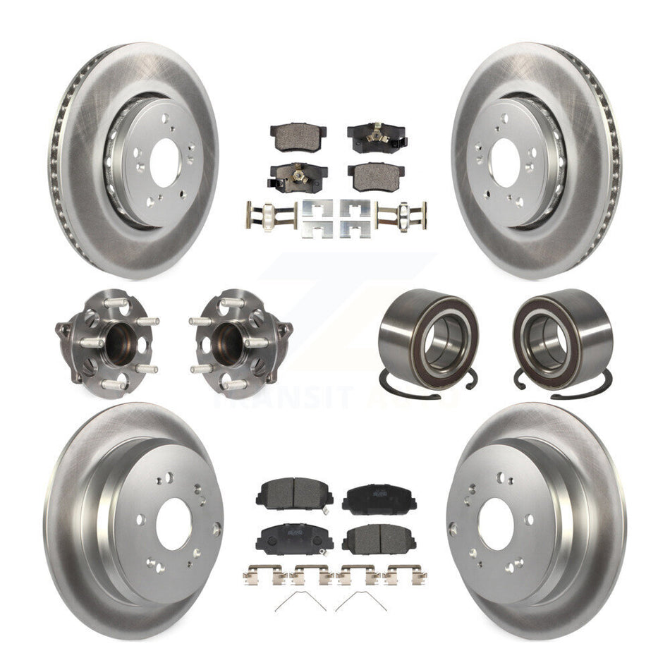 Front Rear Hub Bearing Coated Disc Brake Rotor Pad Kit (10Pc) For 2013-2018 Acura RDX FWD KBB-128097