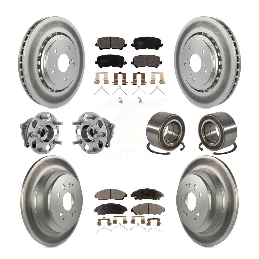 Front Rear Hub Bearing Coated Disc Brake Rotor Pad Kit (10Pc) For 2014-2016 Acura MDX AWD KBB-128098