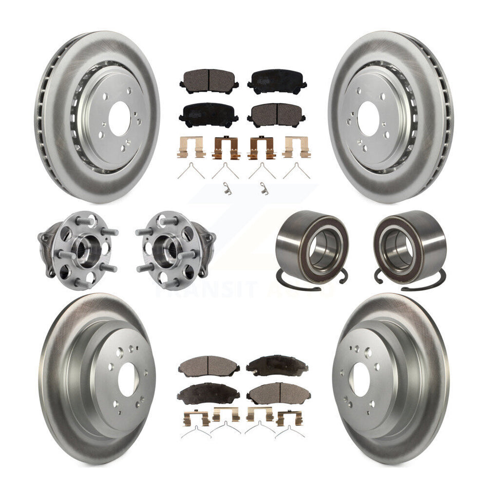 Front Rear Hub Bearing Coated Disc Brake Rotor Pad Kit (10Pc) For 2014-2016 Acura MDX AWD KBB-128098