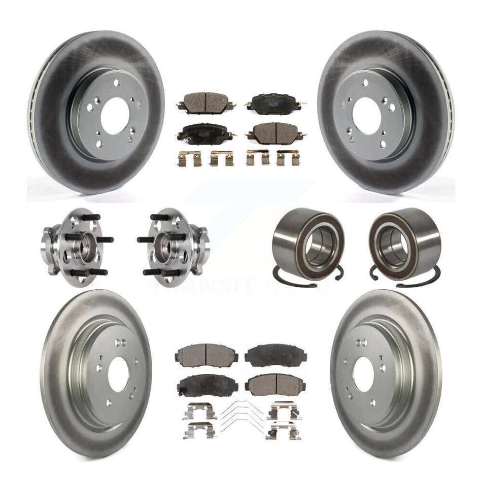 Front Rear Hub Bearing Coated Disc Brake Rotor And Ceramic Pads Kit (10Pc) For Honda CR-V KBB-128103