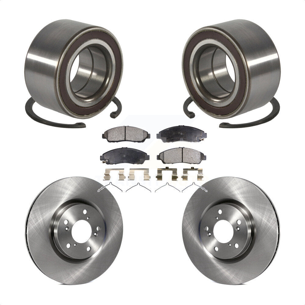 Front Wheel Bearing Disc Brake Rotor Pads Kit For 2014-2020 Acura RLX Sport Hybrid SH-AWD KBB-128106