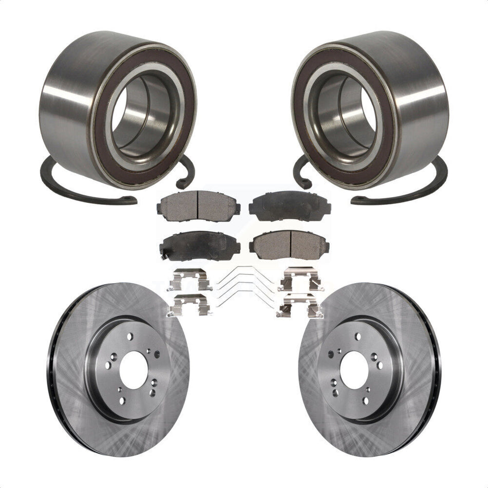 Front Wheel Bearing Disc Brake Rotors And Ceramic Pads Kit For 2012-2016 Honda CR-V AWD KBB-128109