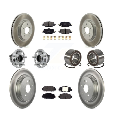 Front Rear Hub Bearing Assembly Coated Disc Brake Rotor And Pad Kit (10Pc) For Honda CR-V KBB-128116