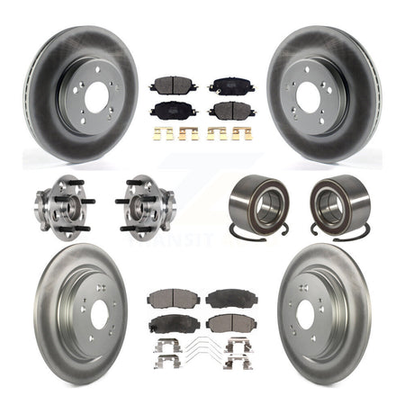 Front Rear Hub Bearing Assembly Coated Disc Brake Rotor And Pad Kit (10Pc) For Honda CR-V KBB-128117