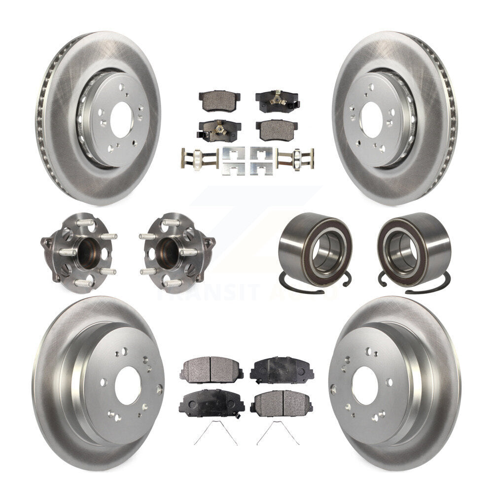 Front Rear Hub Bearing Coated Disc Brake Rotor Pad Kit (10Pc) For 2013-2018 Acura RDX FWD KBB-128119