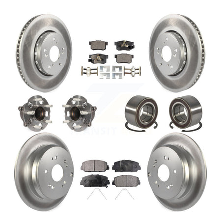Front Rear Hub Bearing Coated Disc Brake Rotor Pad Kit (10Pc) For 2013-2018 Acura RDX FWD KBB-128119