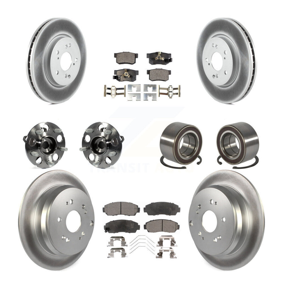 Front Rear Hub Bearing Coated Brake Rotor And Pad Kit (10Pc) For 2012-2016 Honda CR-V AWD KBB-128120