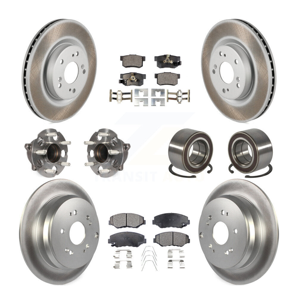Front Rear Hub Bearing Coated Brake Rotor And Pad Kit (10Pc) For 2012-2016 Honda CR-V FWD KBB-128121