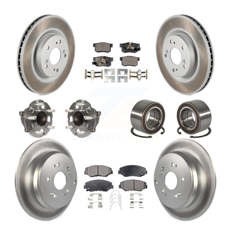Front Rear Hub Bearing Coated Brake Rotor And Pad Kit (10Pc) For 2012-2016 Honda CR-V FWD KBB-128121
