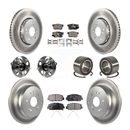 Front Rear Hub Bearing Coated Disc Brake Rotor Pad Kit (10Pc) For 2013-2016 Acura RDX AWD KBB-128122