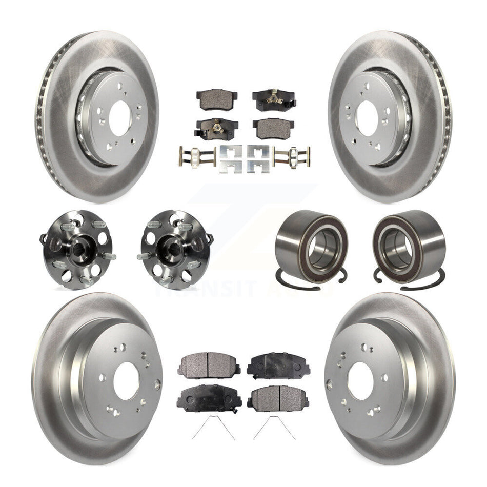 Front Rear Hub Bearing Coated Disc Brake Rotor Pad Kit (10Pc) For 2013-2016 Acura RDX AWD KBB-128122