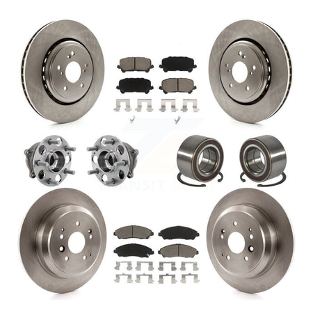 Front Rear Hub Bearings Disc Brake Rotors And Pads Kit (10Pc) For 2014-2016 Acura MDX AWD KBB-128125
