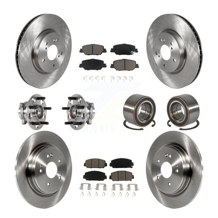 Front Rear Wheel Hub Bearing Disc Brake Rotors And Ceramic Pads Kit (10Pc) For Honda CR-V KBB-128126