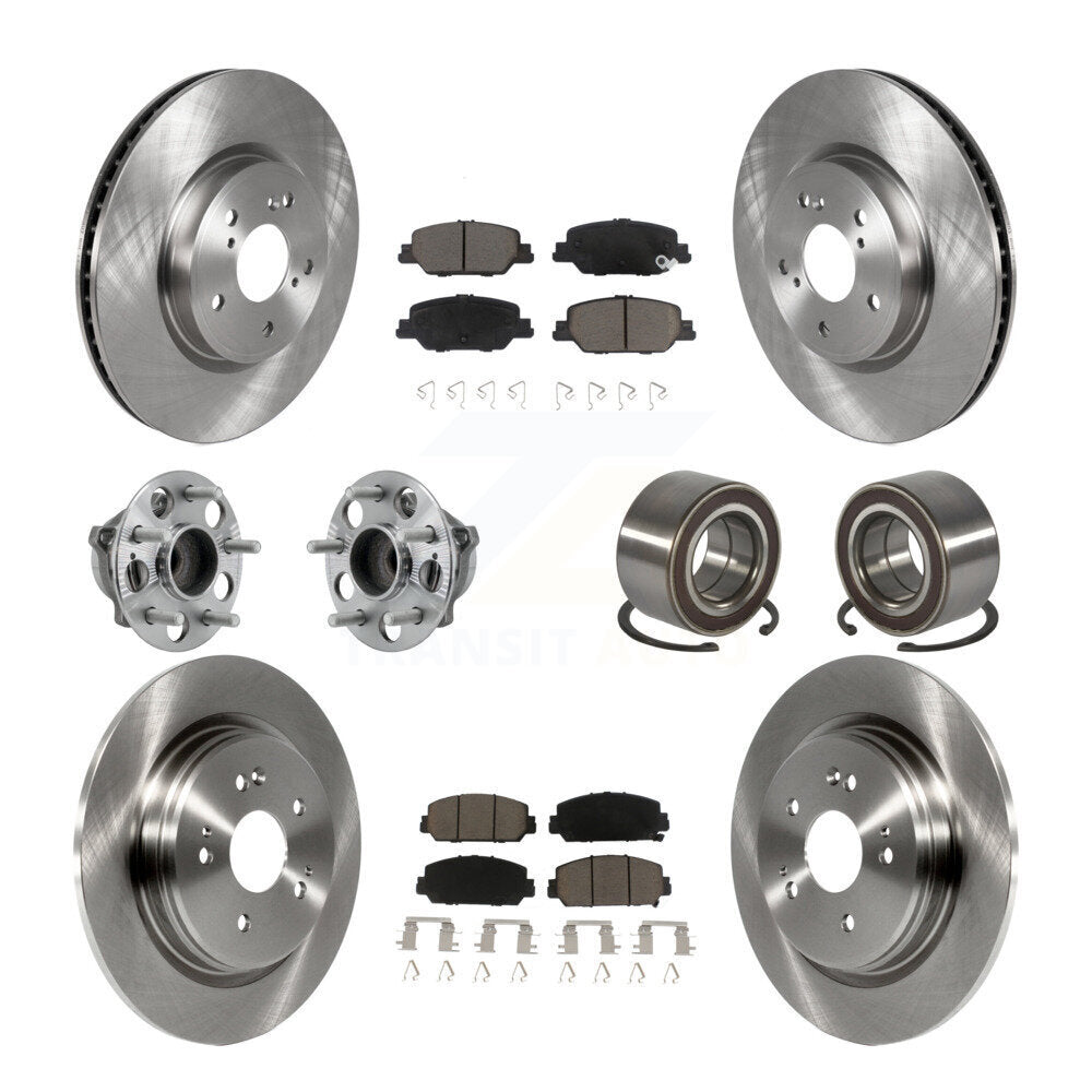 Front Rear Wheel Hub Bearing Disc Brake Rotors And Ceramic Pads Kit (10Pc) For Honda CR-V KBB-128127