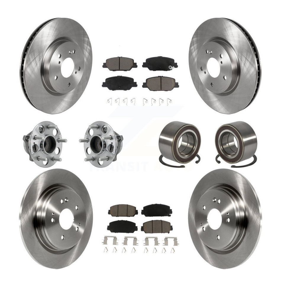 Front Rear Wheel Hub Bearing Disc Brake Rotors And Ceramic Pads Kit (10Pc) For Honda CR-V KBB-128127