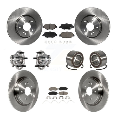 Front Rear Wheel Hub Bearing Disc Brake Rotors And Ceramic Pads Kit (10Pc) For Honda CR-V KBB-128128