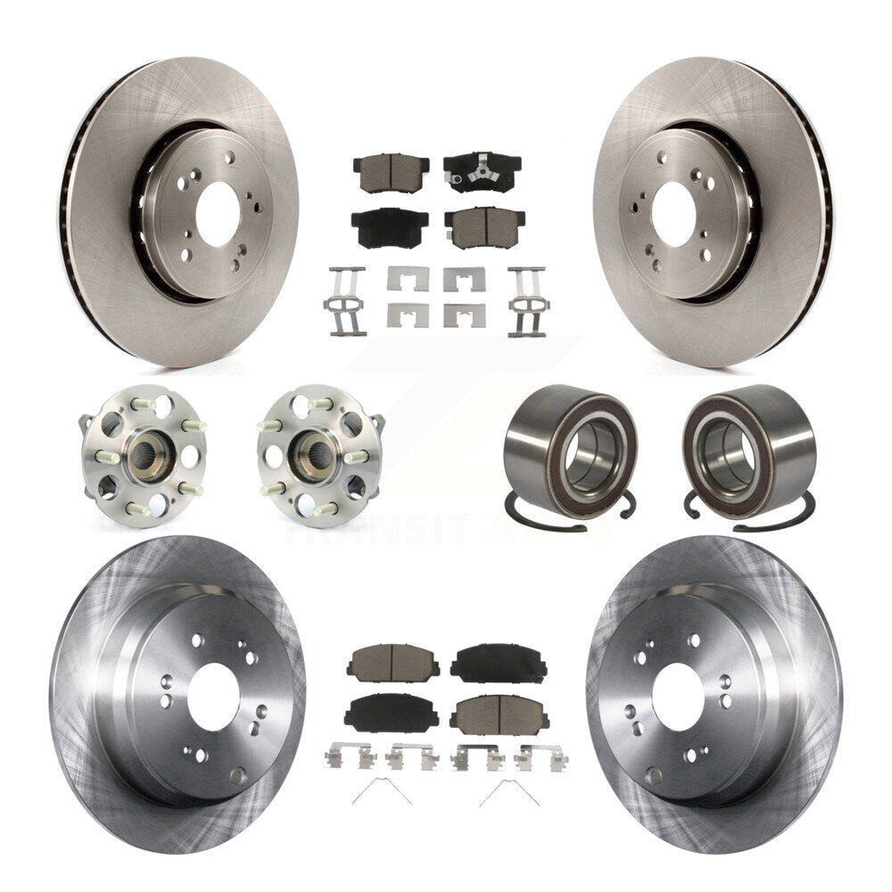 Front Rear Hub Bearings Disc Brake Rotors And Pads Kit (10Pc) For 2017-2018 Acura RDX AWD KBB-128129