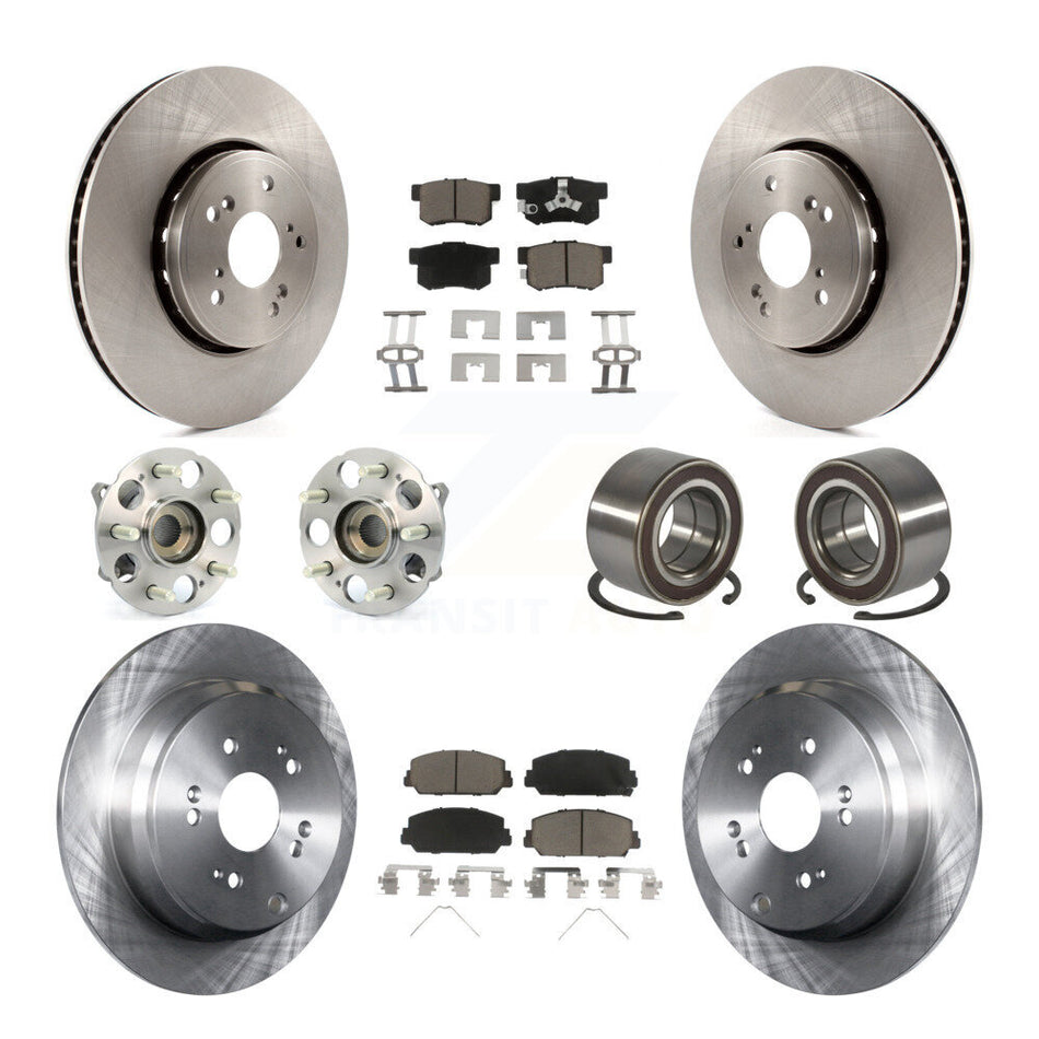 Front Rear Hub Bearings Disc Brake Rotors And Pads Kit (10Pc) For 2017-2018 Acura RDX AWD KBB-128129